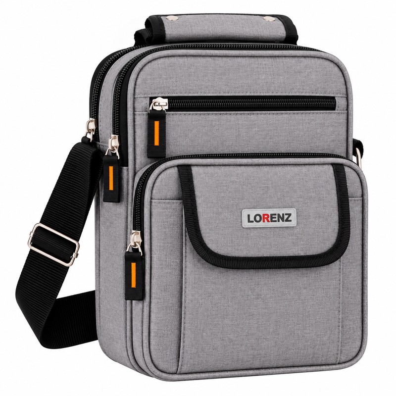 (image for) 2573 Grey Large Unisex Polyester Bag wth 4 Zips & Pocket (New)